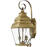 Livex Lighting 2591-01 Exeter Traditional 2 Light AB Outdoor Wall Lantern Antique Brass