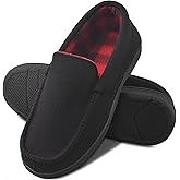 DL Men's Memory Foam Moccasin Slippers Breathable Moccasin Slippers Micro Wool House Shoes Anti-Slip Sole Indoor Outdoor