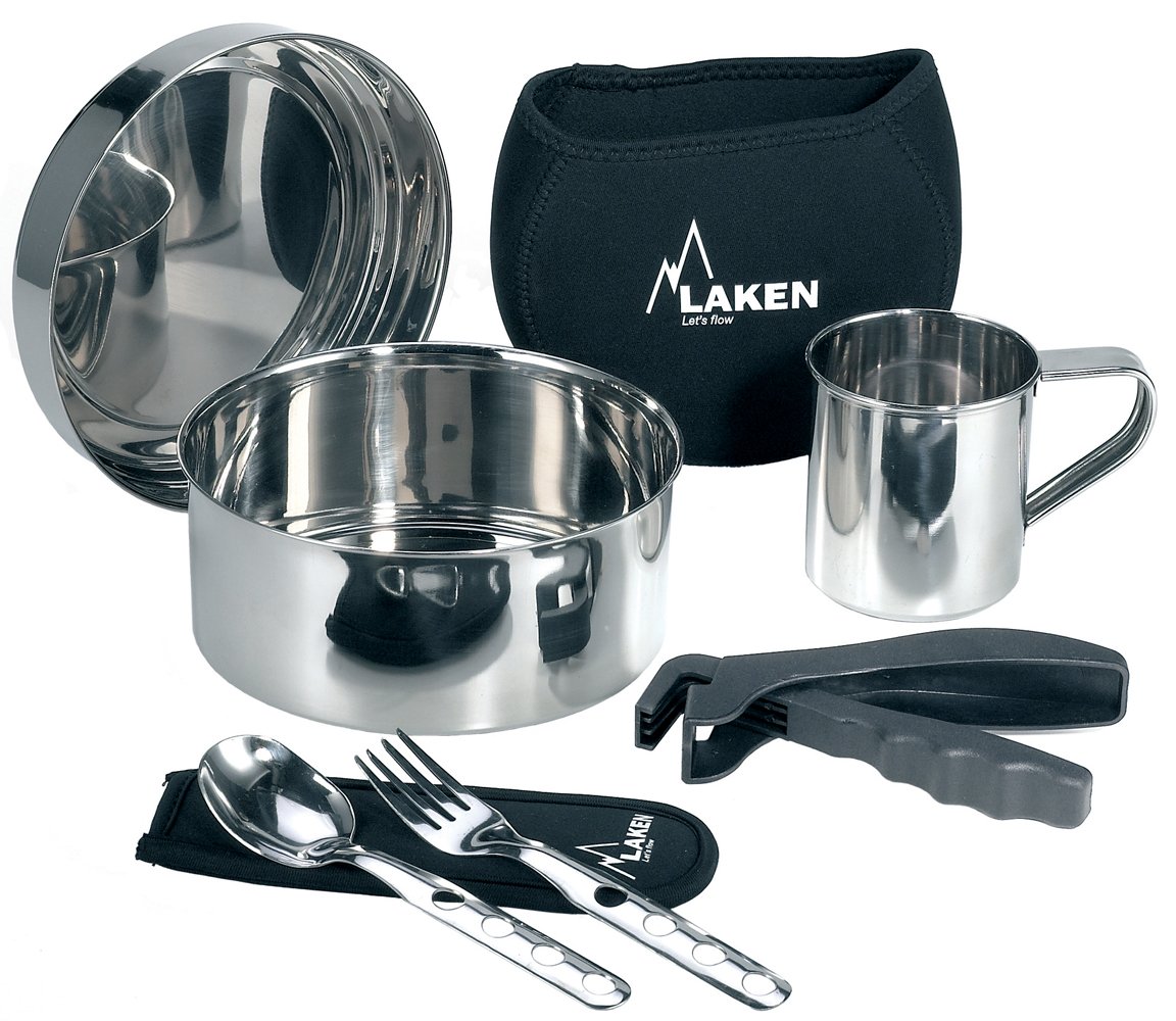 Laken Stainless Steel Mess Kit Camping Cooking Set with Neoprene Cover