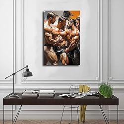 HMLZSJ Nude Muscle Male Torso Portrait Art Gay