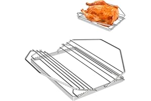 EasiBBQ Adjustable Turkey Roast Rack for Grill or Smoker, Poultry Wire Roasting Baking Broiling Rack for Turkey, Turkey Roasting Stand Accessories