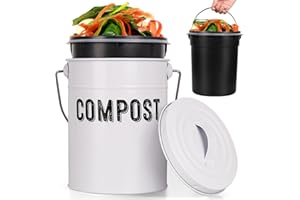 Durmmur Compost Bin Kitchen Counter, Indoor Compost Bin, Includes Inner Bucket with Sealed Ring Compost Pail, Countertop Compost Bin with Lid, Compost Bucket Compost Container, 1.0 Gallon