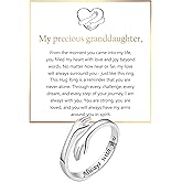 Yuanyora Stainless Steel Hug Ring for Granddaughter Daughter Adjustable Ring for Women Hope Rings for Granddaughter Birthday Christmas Gifts for Daughters Tarnish Free Jewelry Gift for Her