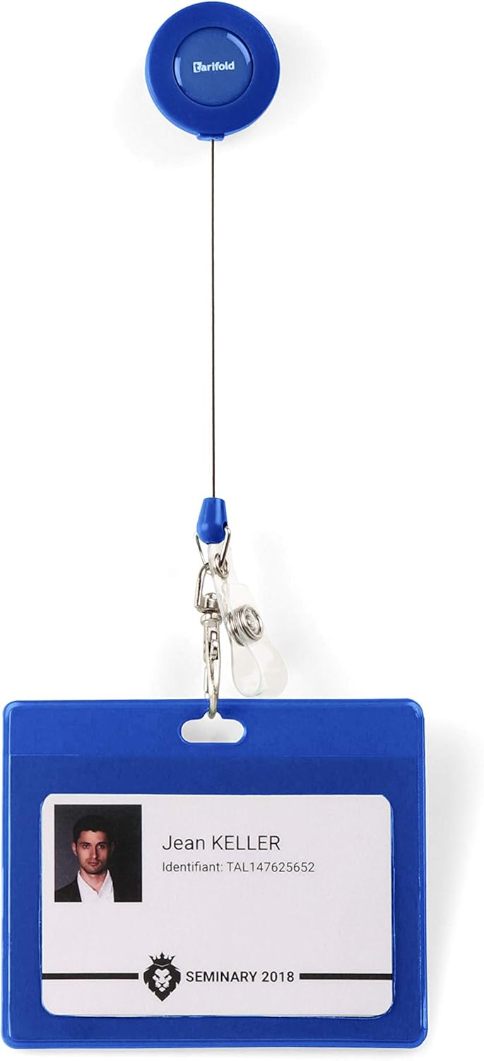 Tarifold ES 200511 - Pack of 10 Extendible Cord, Double Snap Button and Carabiner, 60 cm, Blue - Image 5