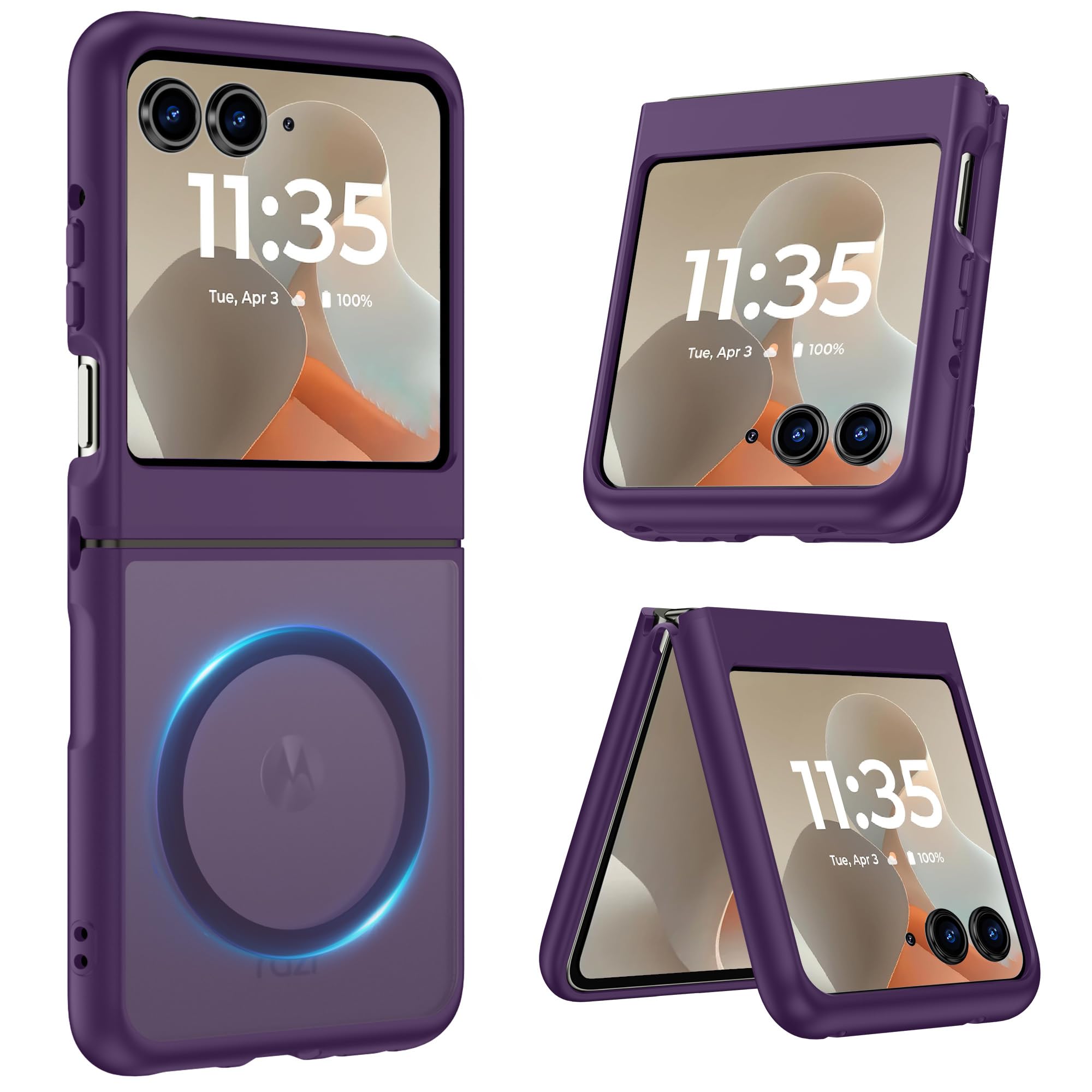 Norllben Magnetic for Motorola Razr 2025/2024 Case, Compatible with Magsafe, Military Protection & Ultra Slim Shockproof Protective Cover Translucent Matte Case, Purple