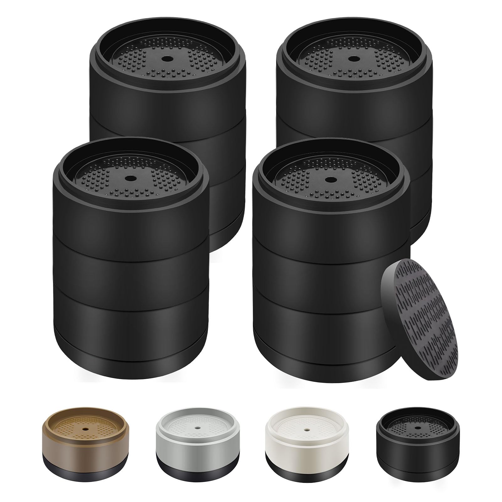 Photo 1 of Furniture Risers Bed Risers Heavy Duty 1 inch, 2 inch, 3 inch, 4 inch Round Adjustable Bed Lifts Riser for Desk Legs Table Couch Sofa Chair Refrigerator Washing Machine (1+1+1 Inch, Black, 4 Pack )