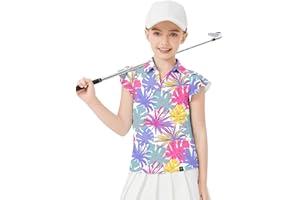 Soneven Girls Sleeveless Golf Polo Shirts V Neck Ruffle Sleeve Tennis Shirts Pickleball Golf Tank Tops for Age 4-16 Years