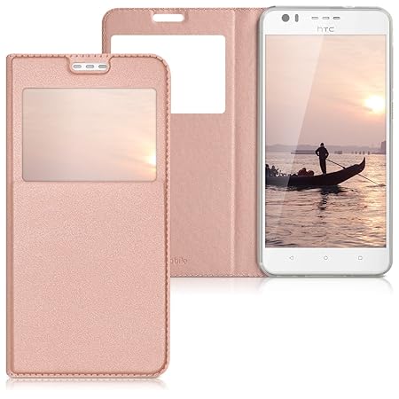 kwmobile Hülle für HTC Desire 10 Lifestyle - Bookstyle Case Handy Schutzhülle Kunstleder mit Sichtfenster - Flipcover Klapphü