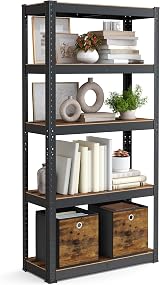 SONGMICS Shelving Unit 30 x 75 x 150 cm Rustic Brown Black GLR030B01