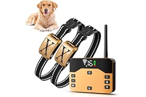 UKSDJDR Wireless Dog Fence, Rechargeable Waterproof Shock Training Collar - Electric Pet Fence for Stubborn Dogs, Safe Effect