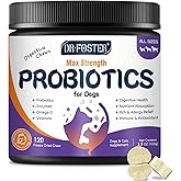 Probiotics for Dogs, Freeze-Dried Dog Probiotics and Digestive Enzymes, Plus Omega-3 for Itchy Skin, 3-in-1 Prebiotics for Digestive Health, Dog Vitamins and Supplements for Immune Health, 120 Bites