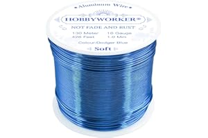 HOBBYWORKER 18 Gauge 426FT Aluminum Wire, Metal Armature Wire Engraving Line Can Be Bent, Used for Jewelry Crafts Skeleton Floral Model Making (1mm-130m Dodger Blue)