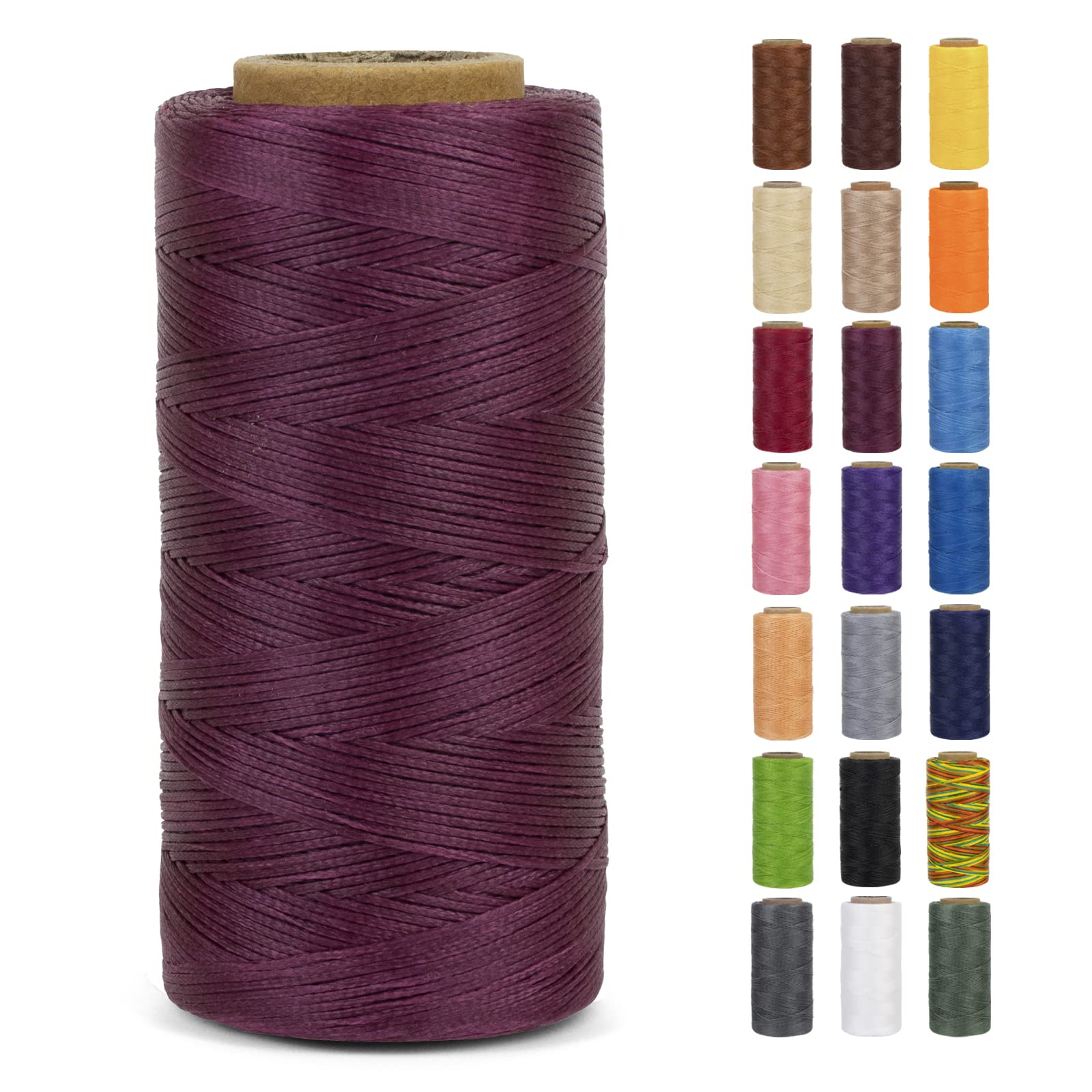 LEREATI Waxed Thread, 284 Yards 150D 0.8mm Leather Sewing Thread Flat Waxed Cord, Leather Repair Weave String for Leather Stitching Sewing, Bookbinding, Bracelets, DIY Crafts (Purple)