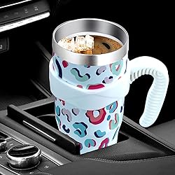 Sunmdecor White Leopard Print Tumbler with Handle
