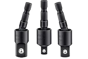 GUYINOYI 3Pcs 1/4" 3/8" 1/2" Bits 360°Rotatable,Impact Grade Socket Adapter/Extension Set Turns Power Drill Into High Speed Nut Driver,for Cordless Drills Ratchet Extension,Universal Socket Wrench Adapter Set