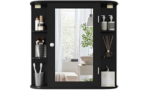 IFANNY Medicine Cabinet with Mirror, Bathroom Wall Cabinet with Shelves and Doors, Wall Mounted Storage Cabinets Organizer, M