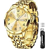 OLEVS Watch for Men Luxury Dress Analog Quartz Stainless Steel Waterproof Luminous Date Diamond Business Two Tone Casual Wrist Watch