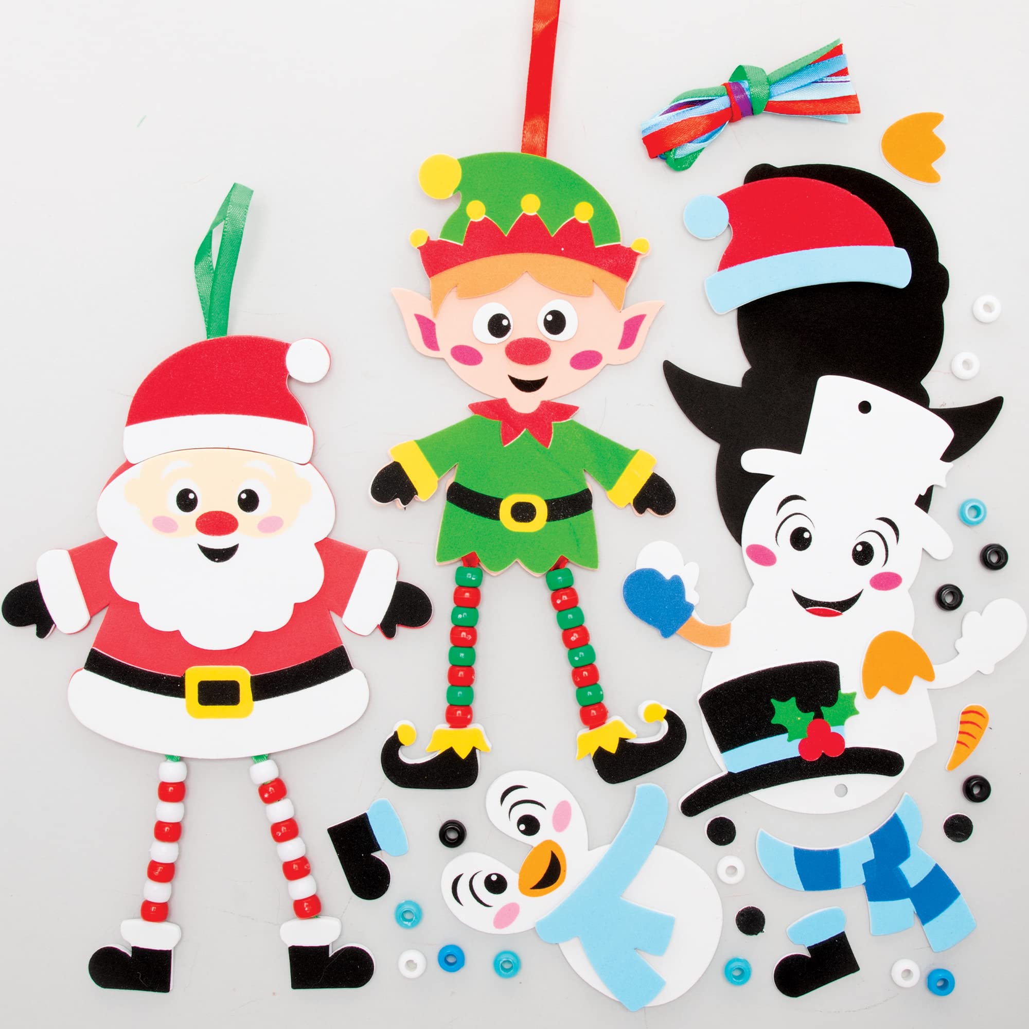 Baker Ross FE999 Christmas Craft Beads Kit - Pack of 5, Christmas Decoration Childrens Craft Kits, Art Activities for Kids to Make and Decorate, Assorted Colours, Christmas