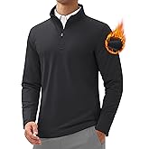 MAGCOMSEN Quarter Zip Pullover Men 1/4 Zip Golf Jacket Fleece Lined Water Resistant Sweatshirt 2 Zipper Pockets Winter