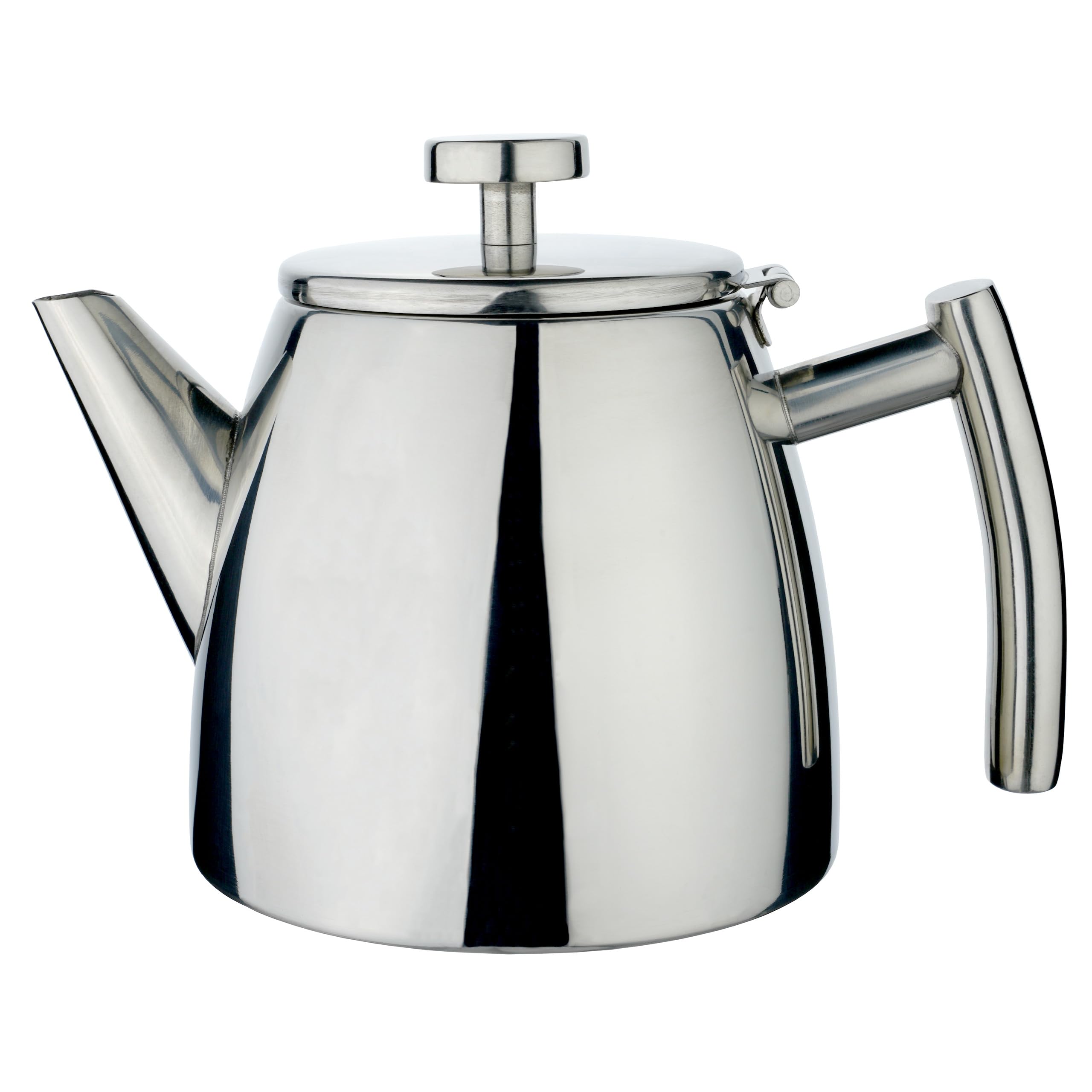 Café Stal Belmont Double Wall Tea Pot 3 Cups / 600ml / 21oz - Insulated 18/10 Stainless Steel Mirror Finish Tea Pot with Cool Touch Handles & Hinged Lid