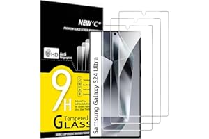 NEW'C 3 Pack Designed for Samsung Galaxy S24 Ultra Screen Protecto, (No for S24/S24 Plus), Tempered Glass, Case Friendly Scra