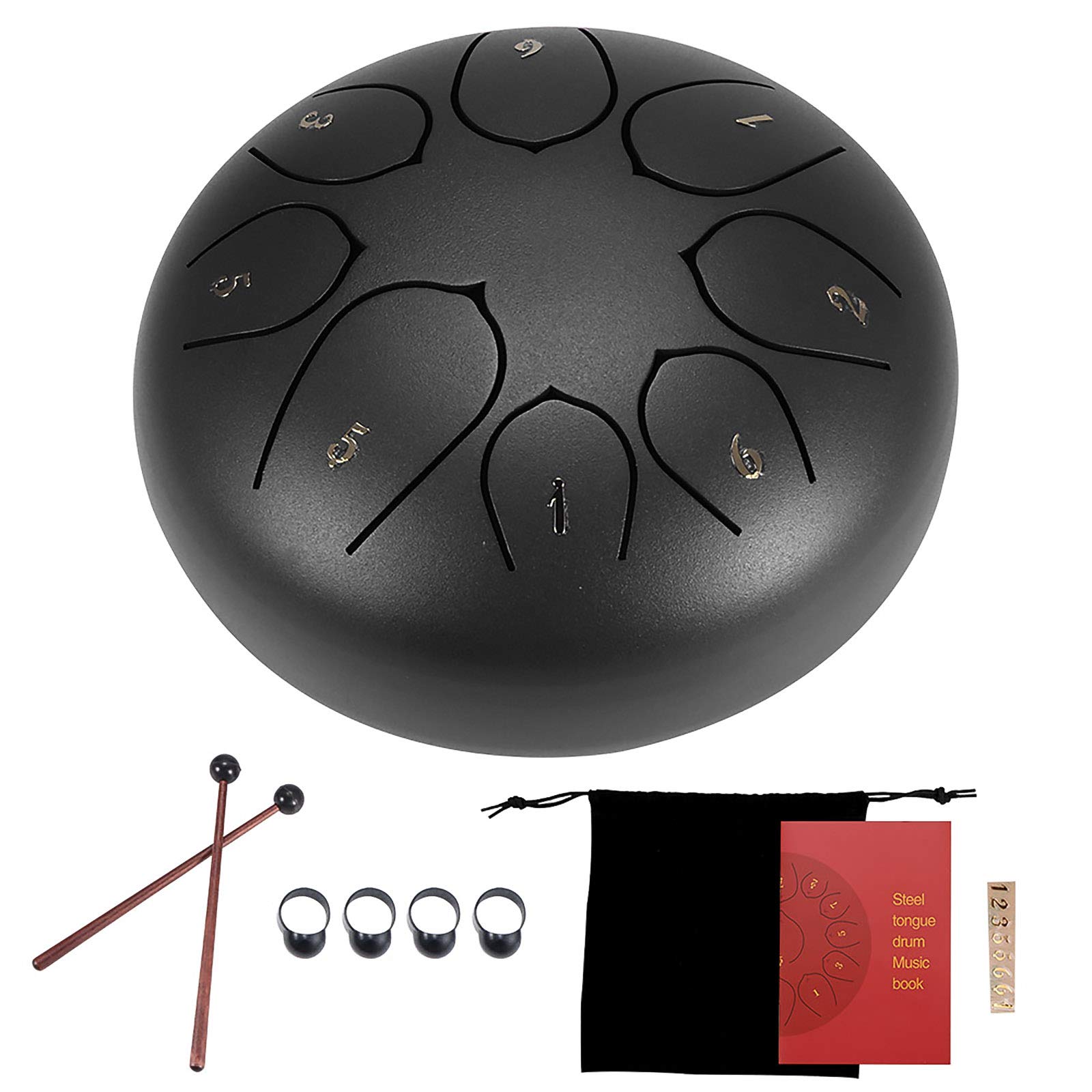 Fuoliystep Steel Tongue Drum, Hang Drum, Steel Drums Standard C Key, Steel Tongue Drum 6 Inche 8 Notes, Percussion Instrument with Drum Mallets Carry Bag, Steel Pan Drum for Kid Great Gift