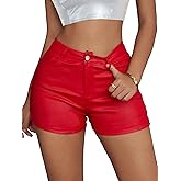 Avanova Women Faux Leather High Waist Legging Shorts Summer Sexy Stretchy Shorts