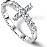 Hitlinker Moissanite Sterling Silver Sideways Cross Rings for Women 925 Eternity Promise Infinity Wedding Band for Her, Size 4-11