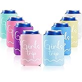 Janmercy 8 Pcs Girls Trip 2026 Gifts Favors, Girls Weekend Trip Gifts Cup Sleeves for Bachelorette Party Favors, Insulated Can Sleeve for Vacation Camping Women Fun Cruise Sister Auntie Friends
