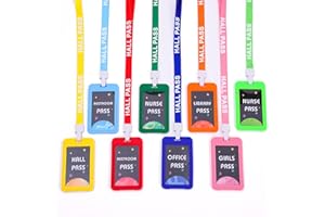 TINYFUTURE 8PCS Hall Pass Lanyards School Passes Set Unbreakable PVC for Teachers and Classroom Supplies, Hall Passes of Girl Restroom Nurse Library Office