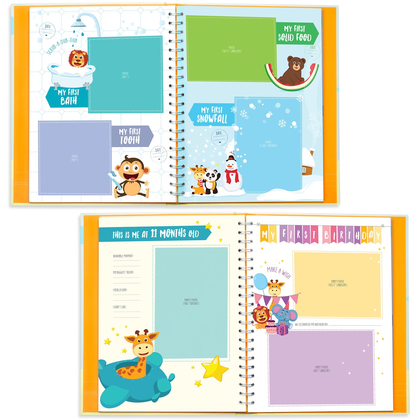 KiddosArt Baby Memory Book. Keepsake Journal, Scrapbook, Photo Album. Record Your Girl or Boy Memories and Milestones of The First 5 Years on 72 Beautiful Pages. 12 Monthly Stickers Included. : Baby