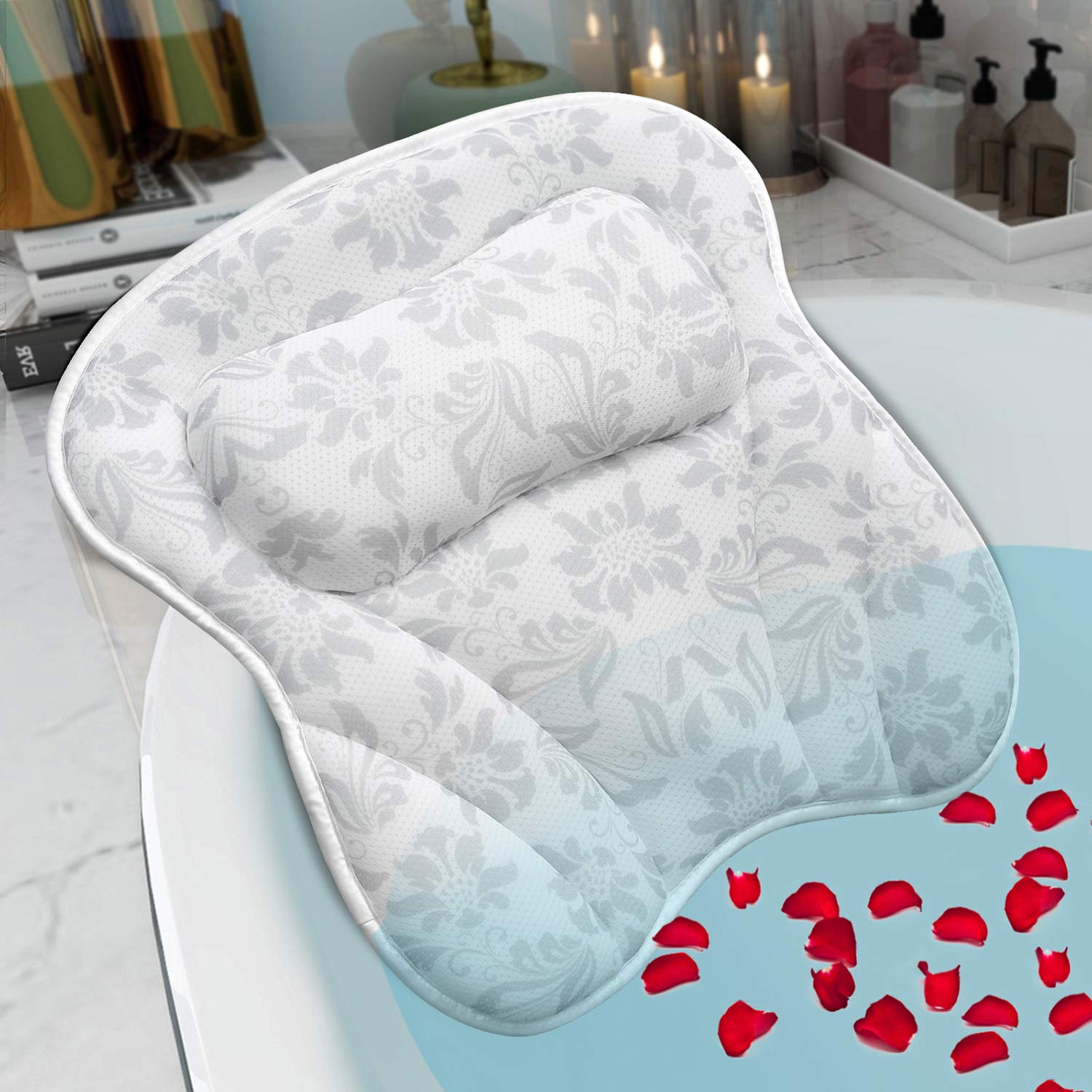 SVEUC Bath Pillow, Bathtub Pillow for Tub, 3D Air Mesh Spa Pillow with Head Neck Shoulder and Back Support, Comfortable Soft Luxury Bath Cushion with 6 Suction Cups, Fits All Bathtub, Hot Tub, Jacuzzi : Beauty