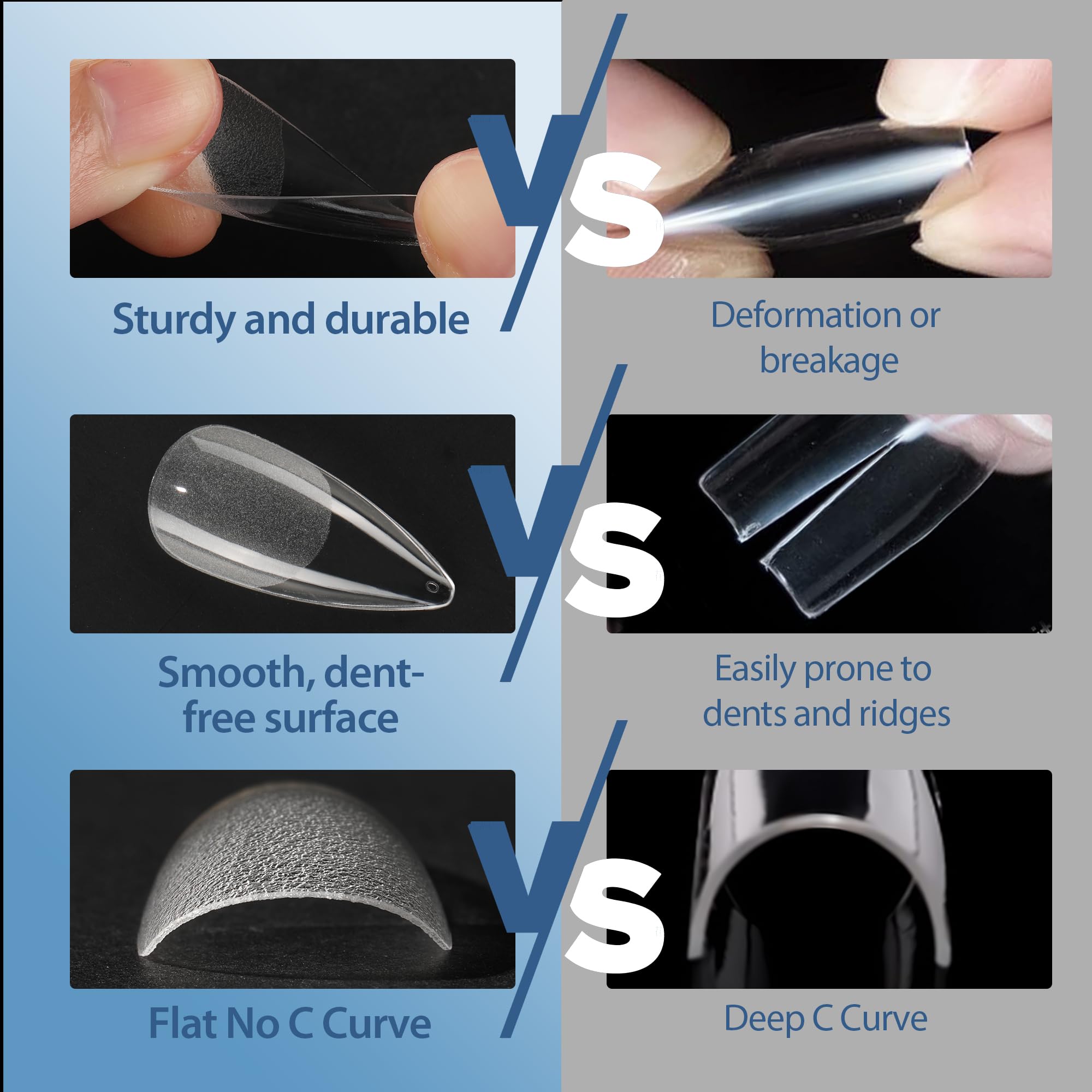 UNA GELLA Medium Stiletto Nail Tips Full Cover 216Pcs Stiletto Press On Nails Pre etched Soft Gel Nails Clear Fake False Nails For Nail Extensions Home Nail Art Salon 12 Sizes - Image 5