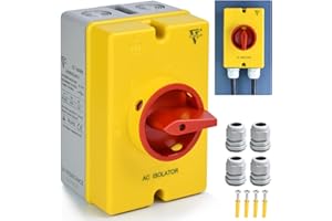 ZJWZJH AC Disconnect Switch 20Amp 4-Pole Isolator Switch 690V AC 2-Positions IP66 Waterproof Isolation PV On-Off Rotary