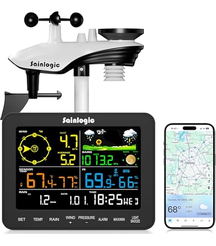 Amazon.com: Smart WiFi Weather Station Clock, Weather Station with