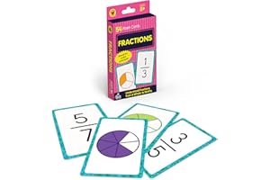 Carson Dellosa 54 Fractions Flash Cards, 3rd and 4th Grade Mathematics Flashcards Covering Whole Numbers to Ninths Facts, Math Games for Kids Ages 8 and Up