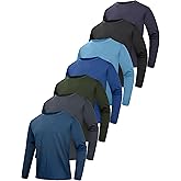 7 Pack Long Sleeve Shirts for Men Moisture Wicking Sun Protection UV UPF 50+ SPF Performance Quick Dry T-Shirt for Casual