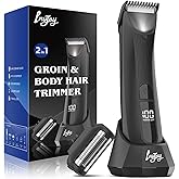 INVJOY Manscape Body Trimmer for Men, Waterproof Electric Razor/Shavers with Dual-Head for Facial, Pubic & Groin Hair Grooming, Ceramic & Foil Blades Hair Trimmer with LED - Birthday Gift for Him Dad