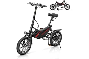 PEXMOR Electric Bike for Adults, Folding Electric Bicycle 350W 36V 6AH Battery with Dual Shock Absorber, 14" Foldable Commuter City Ebike for Adults/Teens, Dual Disc Brakes,Throttle & Pedal Assist