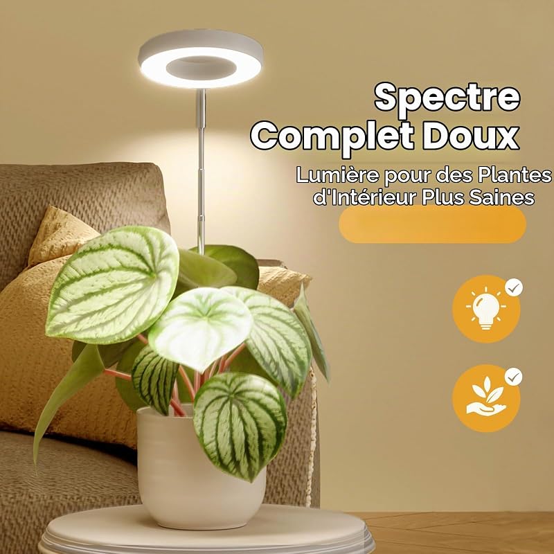 Lampe pour plantes LED à spectre complet, 1 lampe, blanc
