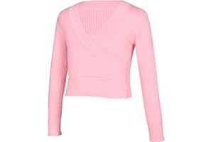 DanceDaily Girls Ballet Sweater Kids Warm up Dance Tops Toddler Long Sleeve Dance Sweater Pull on Ballerina Sweater