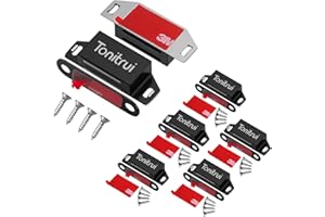 Tonitrui Cabinet Door Magnet, Flat Bottom Cabinet Magnetic Catch with Adhesive, 35lb Magnetic Cabinet Door Drawer Latch (Black, 6Pack)