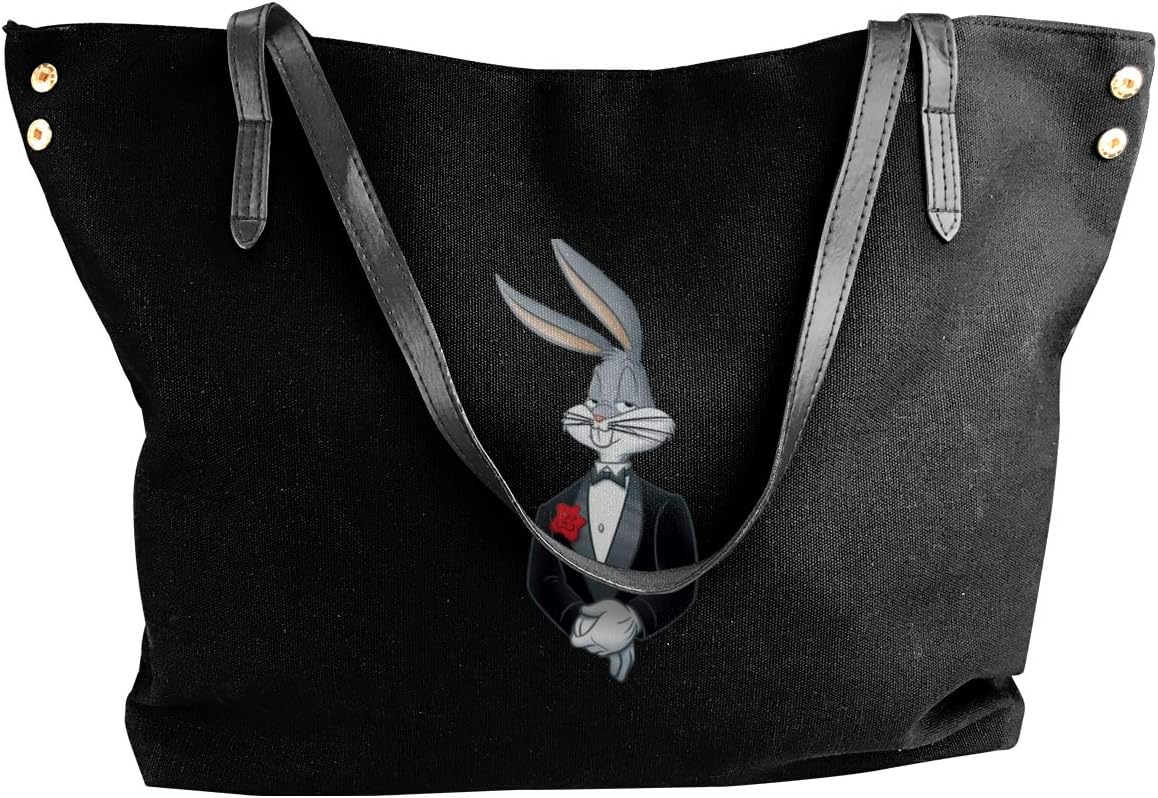 Jiaojiaozhe Bugs Bunny Women's Classic Shoulder Portable Big Tote Handbag Work Canvas Bag