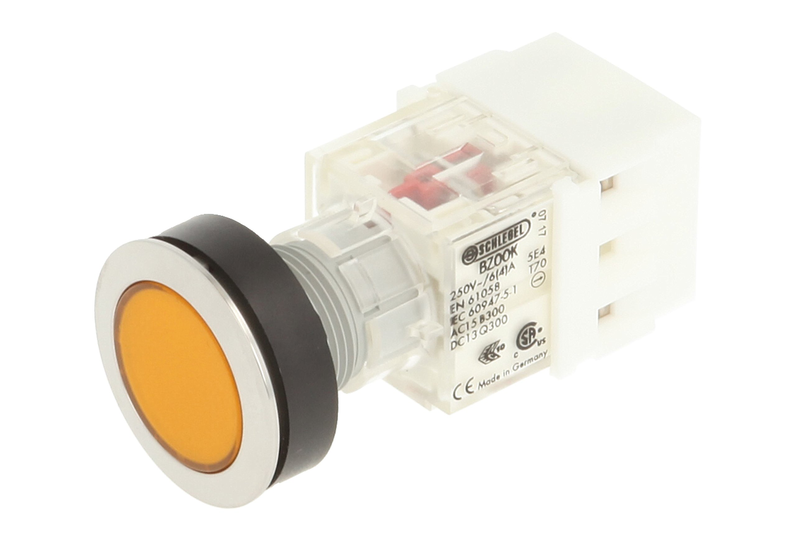 Schlegel 23.000.494 Push Button Stainless Steel, Push Button Cap Yellow, Push Contact Sensor 2 Openers, Screw Connection