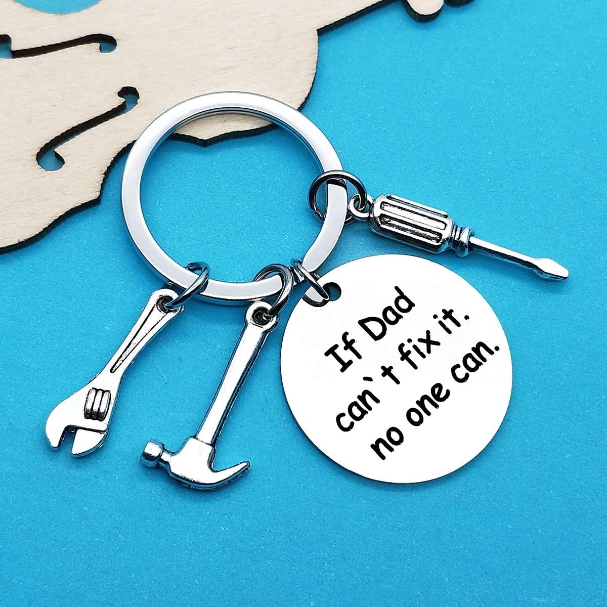 Huwujiu Dad Keyring Gift Christmas Birthday Gift for Daddy Fathers Day Gift Dad Gifts from Daughter Son, Silver - Image 4