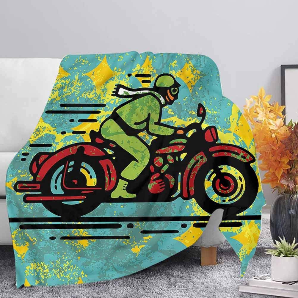 LCGGDB Motorcycle Fleece Throw Blanket,60"x80",Grunge Style