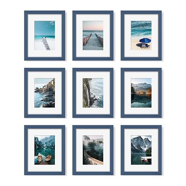 YESKAY 8X10 PICTURE FRAME SET OF 9, DISPLAY...