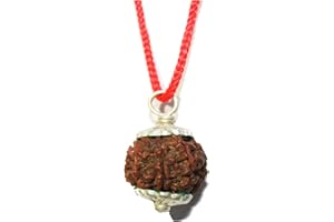 IS4A IndianStore4All Genuine Certified Himalayan 7 Face (Mukhi) Rudraksha Seeds (Beads) Tibetan Meditation Beads Prayer Charm Sterling Silver Pendant