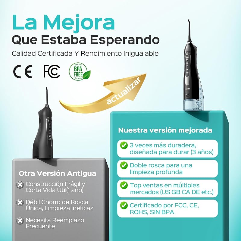 C20 Irrigador Bucal Professional Depósito más de 300 ml, Negro