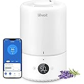 Levoit Smart Cool Mist Top Fill Humidifiers for Bedroom with Sensor, 3L | Auto Humidity Setting, APP &amp; Voice Control, Essential Oil Diffuser, Ultra Quiet Operation, Super Easy Top Fill, 25H, White